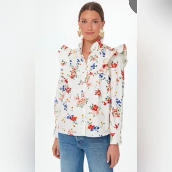 NWT Tuckernuck Winnie Blouse in Morning Light Amaryllis. Size S. - Picture 2 of 5